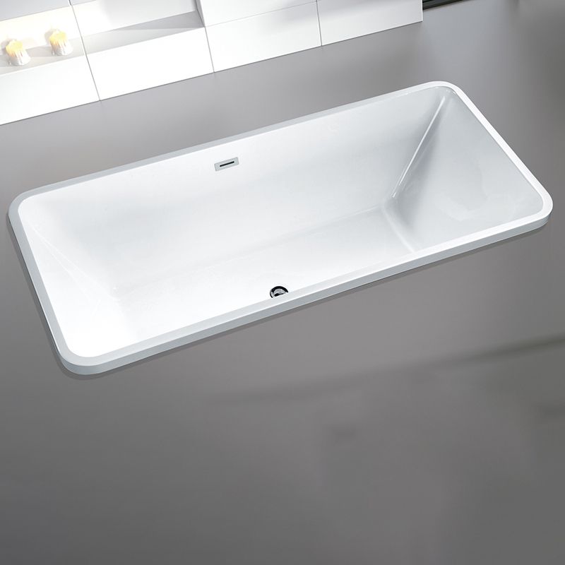 Modern Rectangular Drop-in Bath Tub White Acrylic Tub with Internal Drain Clearhalo 'Bathroom Remodel & Bathroom Fixtures' 'Bathtubs' 'Home Improvement' 'home_improvement' 'home_improvement_bathtubs' 'Showers & Bathtubs' 1200x1200_3923f522-2b3e-490b-b1a4-cc3afe3f34dc