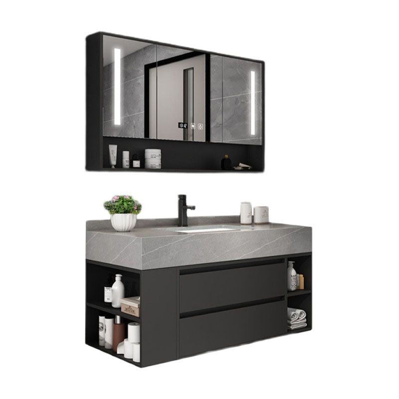Wall Mount Mirror Included Sink Vanity with Drawers Faucet for Bathroom Clearhalo 'Bathroom Remodel & Bathroom Fixtures' 'Bathroom Vanities' 'bathroom_vanities' 'Home Improvement' 'home_improvement' 'home_improvement_bathroom_vanities' 1200x1200_39499717-bfe2-404a-9608-be5b9dbd3cfb