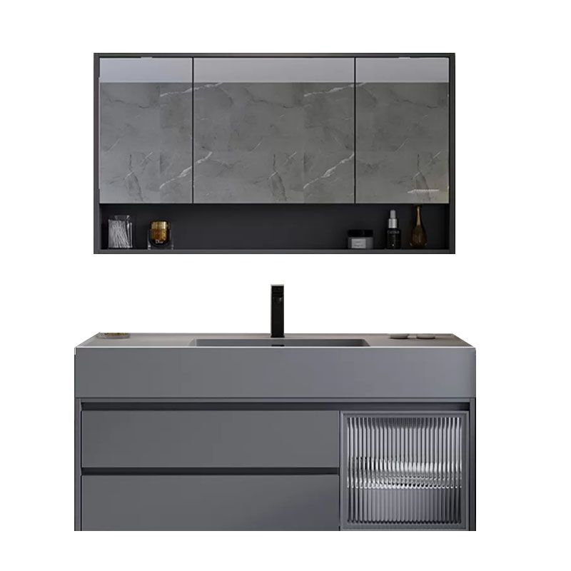 Grey Wall Mounted Standard Modern Single-Sink Open Console with Sink Set Clearhalo 'Bathroom Remodel & Bathroom Fixtures' 'Bathroom Vanities' 'bathroom_vanities' 'Home Improvement' 'home_improvement' 'home_improvement_bathroom_vanities' 1200x1200_394c4325-2fc3-4fec-8fd7-6520fad593b5