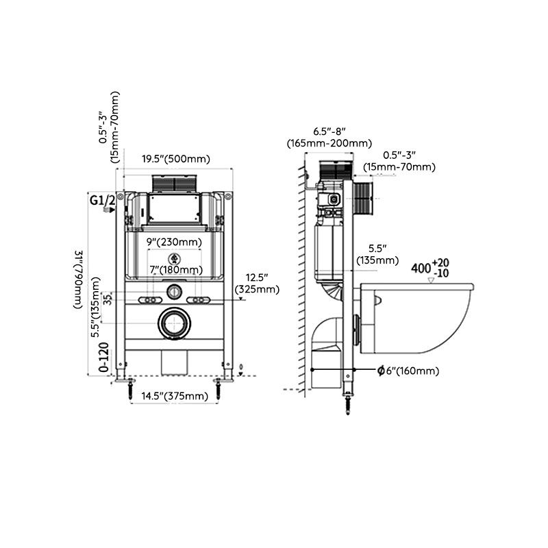 Wall-mounted Toilet Household In-wall Hidden Tank Soft-Close Seat Toilet Clearhalo 'Bathroom Remodel & Bathroom Fixtures' 'Home Improvement' 'home_improvement' 'home_improvement_toilets' 'Toilets & Bidets' 'Toilets' 1200x1200_3956632f-55a5-46fb-b1df-a5bf64c30247