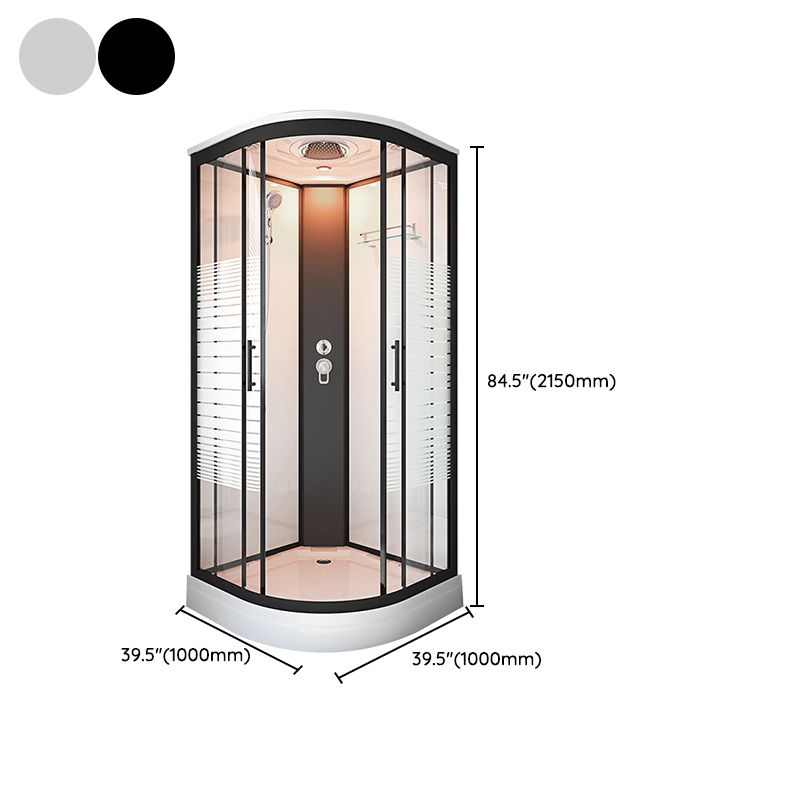 Rounded Double Sliding Shower Stall Striped Tempered Glass Shower Stall Clearhalo 'Bathroom Remodel & Bathroom Fixtures' 'Home Improvement' 'home_improvement' 'home_improvement_shower_stalls_enclosures' 'Shower Stalls & Enclosures' 'shower_stalls_enclosures' 'Showers & Bathtubs' 1200x1200_395c61bb-a3d0-4880-a721-717127c903b6