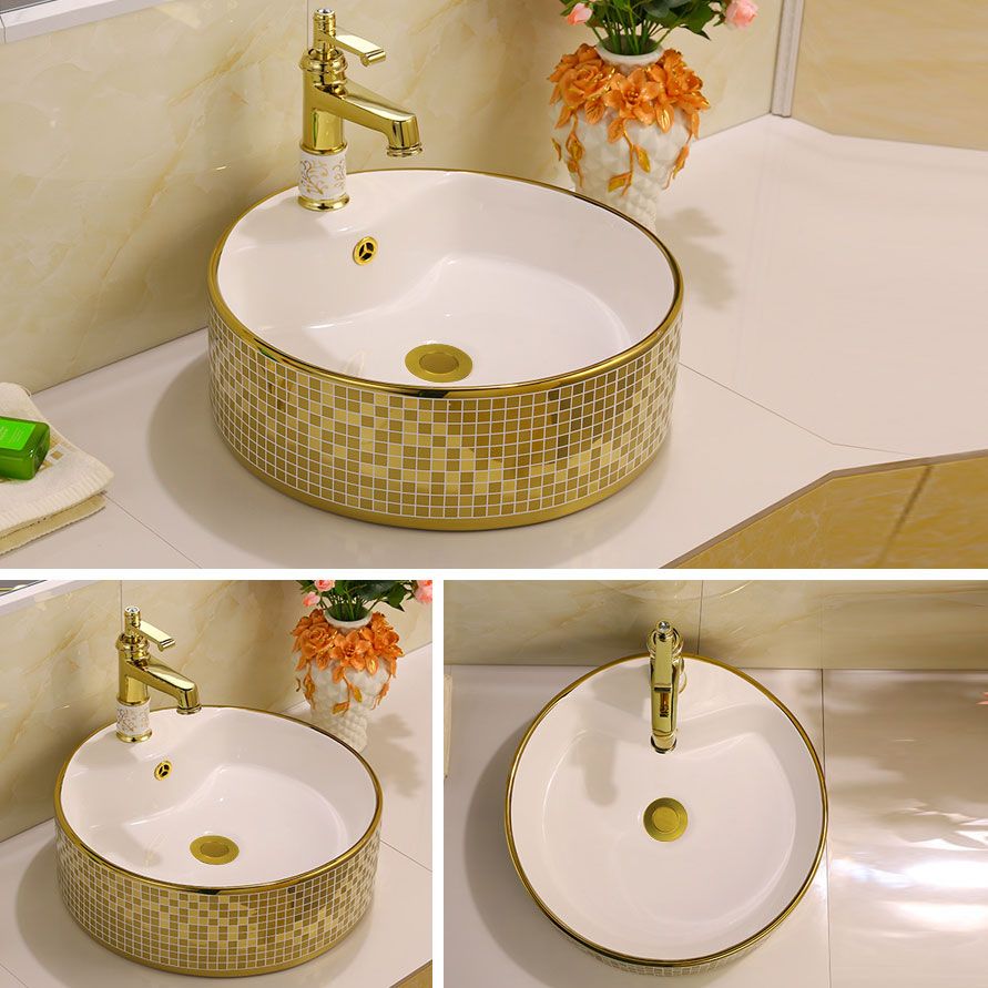 Glam Vessel Lavatory Sink Oval Porcelain with Faucet Vessel Sink Clearhalo 'Bathroom Remodel & Bathroom Fixtures' 'Bathroom Sinks & Faucet Components' 'Bathroom Sinks' 'bathroom_sink' 'Home Improvement' 'home_improvement' 'home_improvement_bathroom_sink' 1200x1200_395c9998-6181-4ca7-9e6d-570e822f8f3b