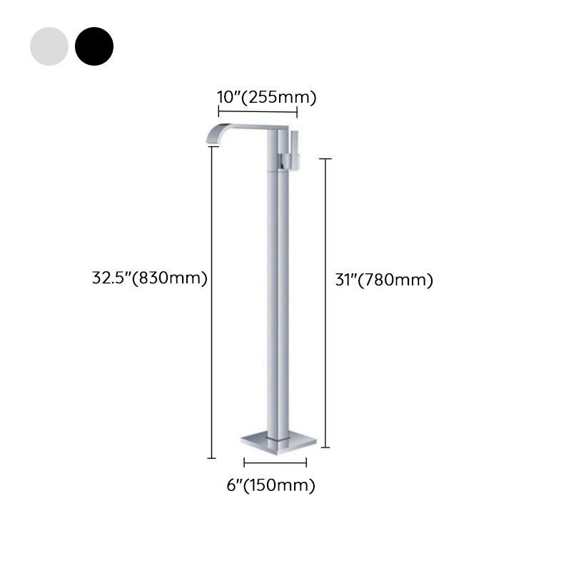 Modern Floor Mounted Metal Freestanding Tub Filler Single Handle Freestanding Faucet Clearhalo 'Bathroom Remodel & Bathroom Fixtures' 'Bathtub Faucets' 'bathtub_faucets' 'Home Improvement' 'home_improvement' 'home_improvement_bathtub_faucets' 1200x1200_39b1a3c0-47a9-4886-a6a3-09a8b19e8d6c