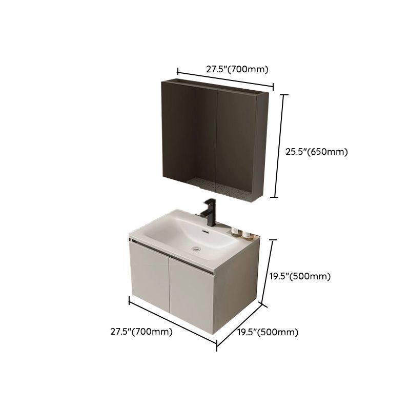 Wall Mount Bathroom Vanity Set White Wood Frame Rectangular Single Sink Scratch Resistant Clearhalo 'Bathroom Remodel & Bathroom Fixtures' 'Bathroom Vanities' 'bathroom_vanities' 'Home Improvement' 'home_improvement' 'home_improvement_bathroom_vanities' 1200x1200_39c72496-fcff-4c5c-a9b9-f5f99d5454d6