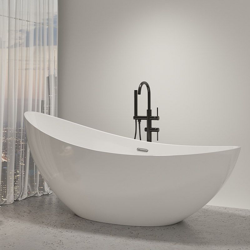 Contemporary White Acrylic Oval Bathtub Soaking Freestanding Tub Clearhalo 'Bathroom Remodel & Bathroom Fixtures' 'Bathtubs' 'Home Improvement' 'home_improvement' 'home_improvement_bathtubs' 'Showers & Bathtubs' 1200x1200_39d20347-7d04-438b-b364-58b299ea24c3