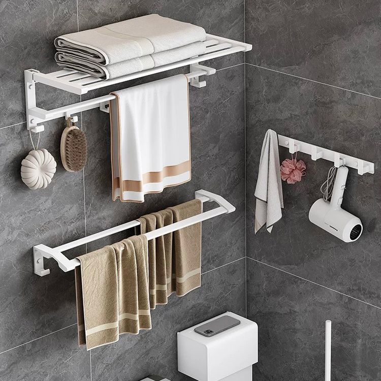 Modern White Bathroom Hardware Set Towel Bar Bath Shelf Bath Hardware Set Clearhalo 'Bathroom Hardware Sets' 'Bathroom Hardware' 'Bathroom Remodel & Bathroom Fixtures' 'bathroom_hardware_sets' 'Home Improvement' 'home_improvement' 'home_improvement_bathroom_hardware_sets' 1200x1200_39ea8482-716a-4833-a103-a5931e2c6688