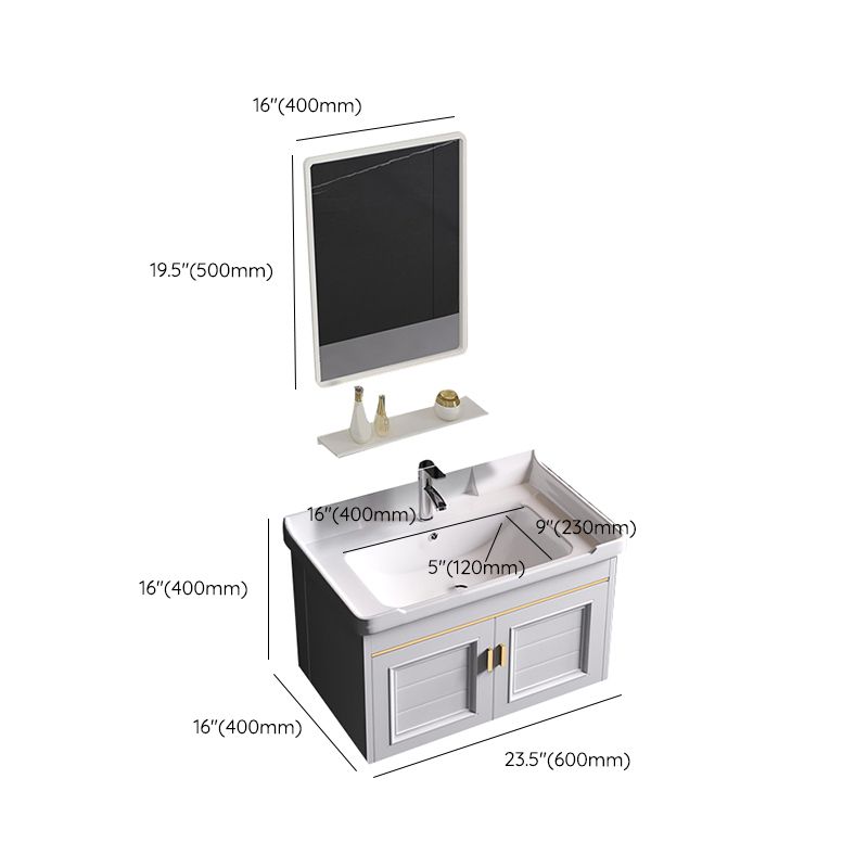 Wall Mounted Sink Vanity Contemporary Metal Bathroom Sink Vanity Clearhalo 'Bathroom Remodel & Bathroom Fixtures' 'Bathroom Vanities' 'bathroom_vanities' 'Home Improvement' 'home_improvement' 'home_improvement_bathroom_vanities' 1200x1200_3a12ce6b-26c9-45c8-98f3-f6437d864008