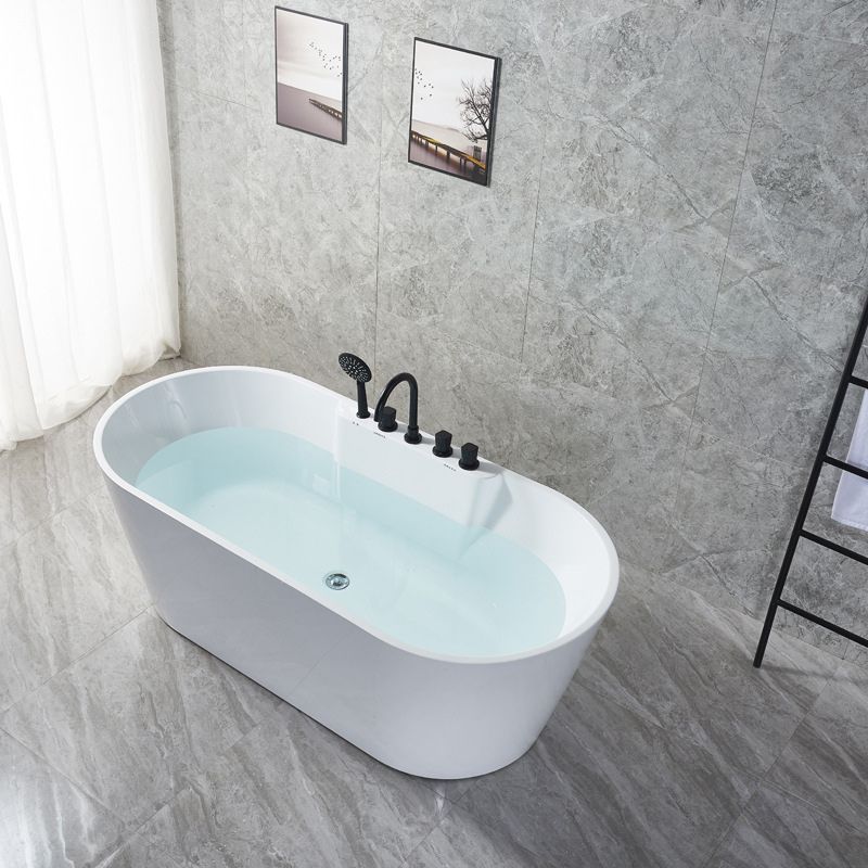 White Oval Bath Tub for Bathroom Soaking Stand Alone Tub with Drain Clearhalo 'Bathroom Remodel & Bathroom Fixtures' 'Bathtubs' 'Home Improvement' 'home_improvement' 'home_improvement_bathtubs' 'Showers & Bathtubs' 1200x1200_3a1bc3ef-685c-4fa3-a0bd-b3691fc807e7