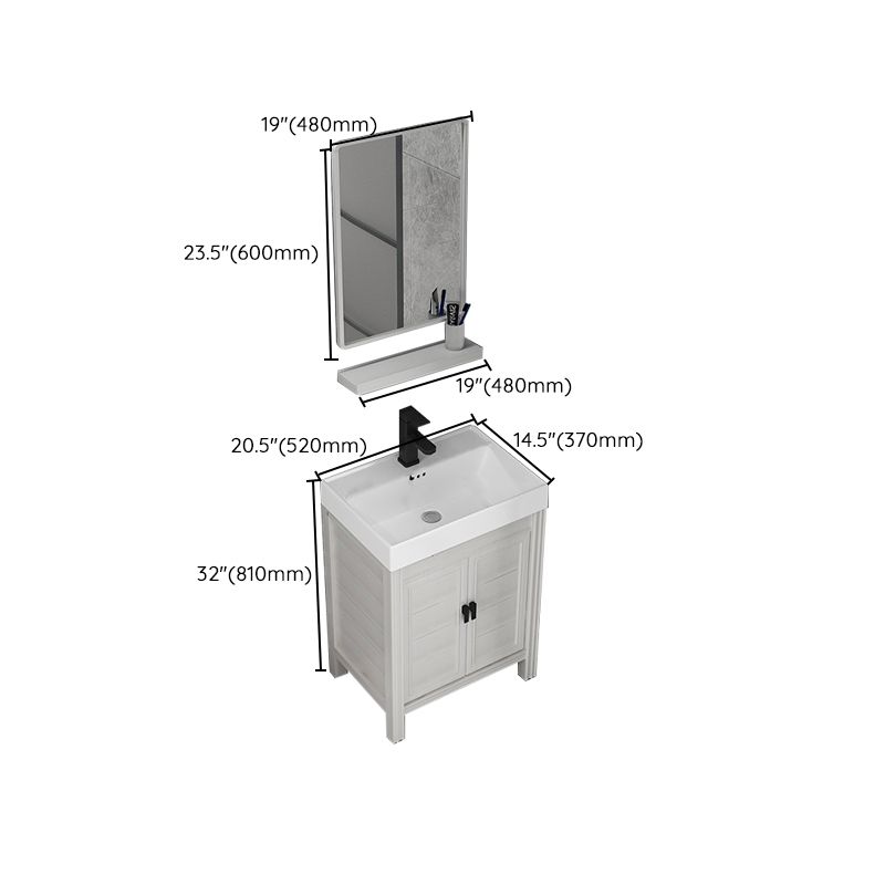 Rectangular Modern Bathroom Vanity White Metal Frame Single-Sink Vanity Set Clearhalo 'Bathroom Remodel & Bathroom Fixtures' 'Bathroom Vanities' 'bathroom_vanities' 'Home Improvement' 'home_improvement' 'home_improvement_bathroom_vanities' 1200x1200_3a45bdd6-7a34-45fd-a12a-ca0ec3c757d9