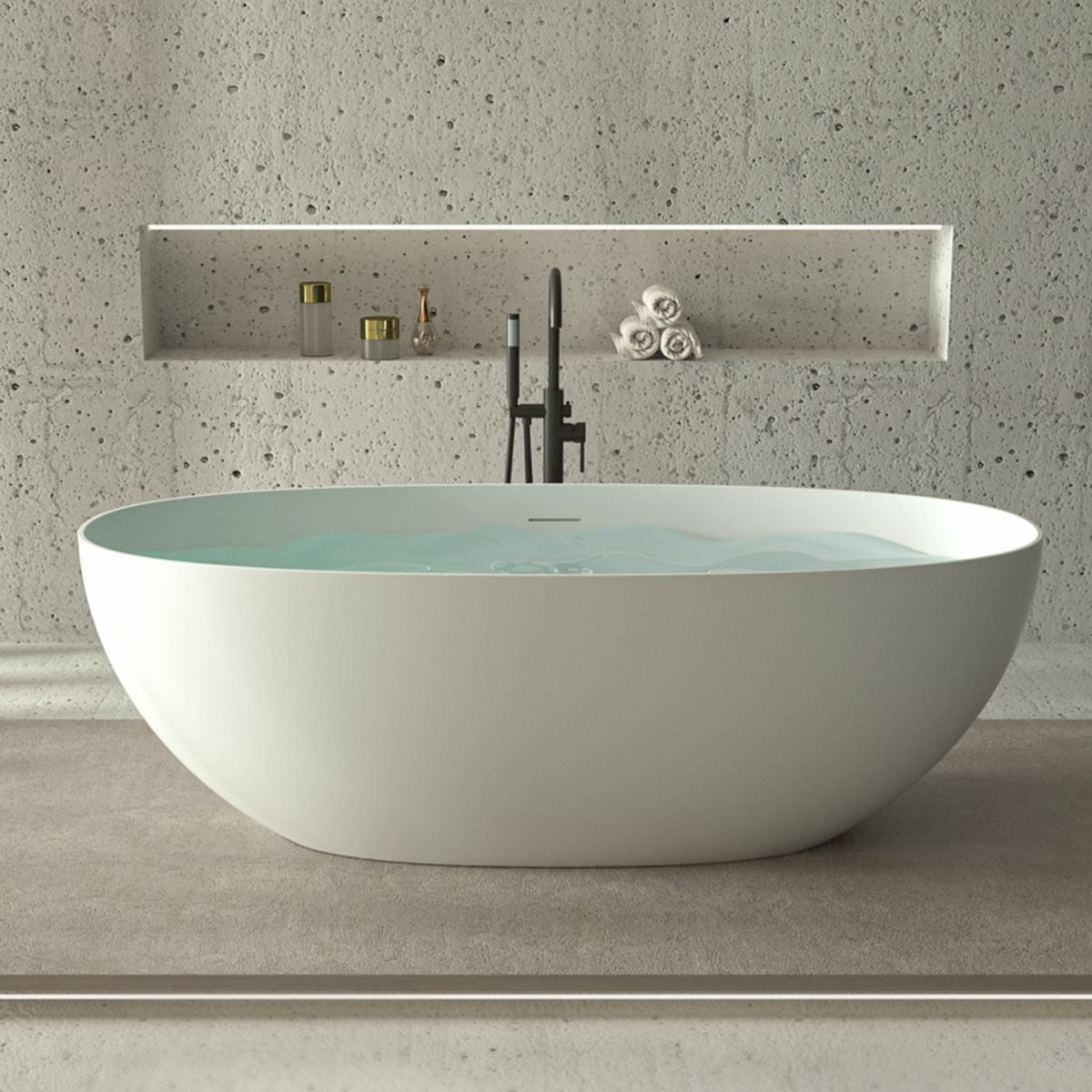 Modern Style Freestanding Soaking Bathtub Stone Bathroom Bathtub in White Clearhalo 'Bathroom Remodel & Bathroom Fixtures' 'Bathtubs' 'Home Improvement' 'home_improvement' 'home_improvement_bathtubs' 'Showers & Bathtubs' 1200x1200_3a5fe852-9dba-4408-9275-06da8d40771b