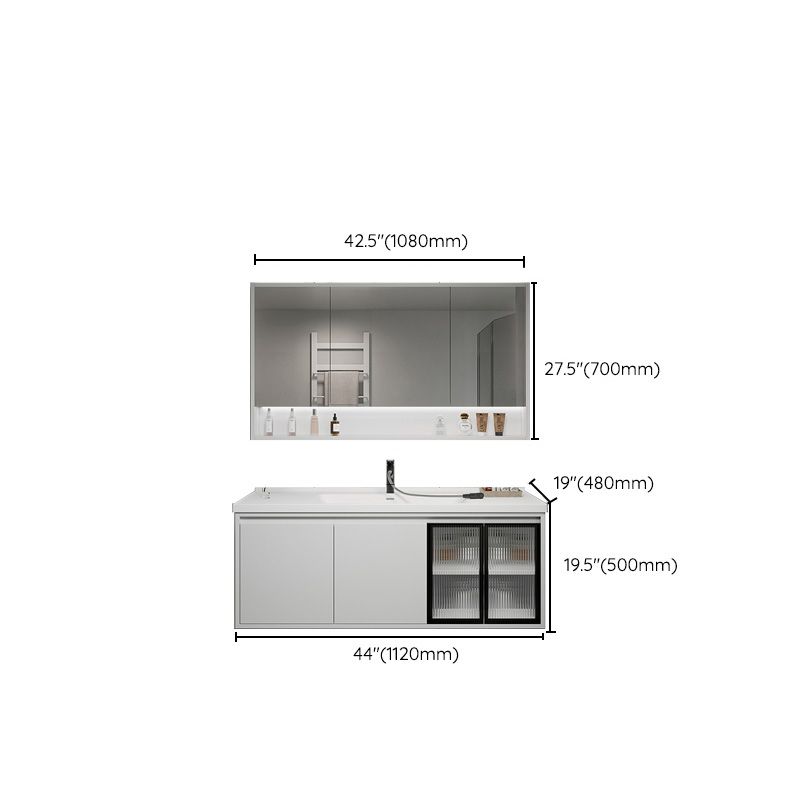 Rectangular Vanity Modern White Ceramic Top Single Wall Mount Vanity Set Clearhalo 'Bathroom Remodel & Bathroom Fixtures' 'Bathroom Vanities' 'bathroom_vanities' 'Home Improvement' 'home_improvement' 'home_improvement_bathroom_vanities' 1200x1200_3a6e2326-5fe5-4226-b8d4-a6c807aac26e