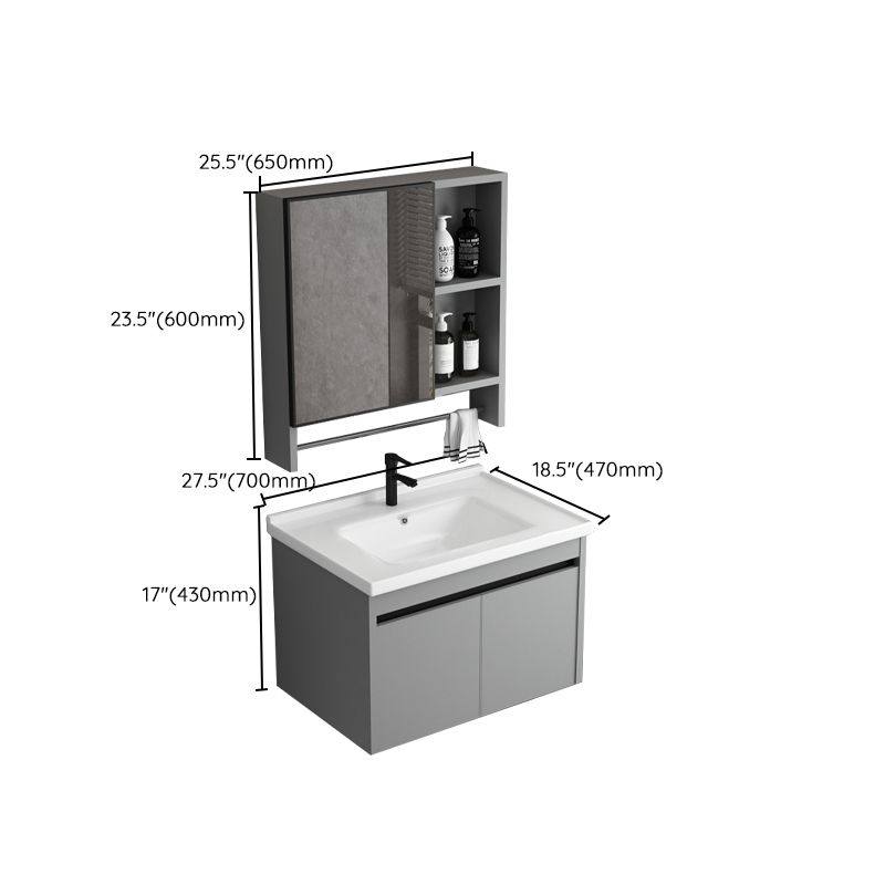 Wall Mount Bathroom Vanity Modern Gray Metal Frame Single Rectangular Vanity Set Clearhalo 'Bathroom Remodel & Bathroom Fixtures' 'Bathroom Vanities' 'bathroom_vanities' 'Home Improvement' 'home_improvement' 'home_improvement_bathroom_vanities' 1200x1200_3a9af332-f31d-4680-b3d7-1627d746c4a2