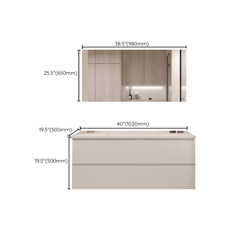 White Bathroom Vanity Wood Rectangle Single Sink Wall Mount 2 Drawers Vanity Set Clearhalo 'Bathroom Remodel & Bathroom Fixtures' 'Bathroom Vanities' 'bathroom_vanities' 'Home Improvement' 'home_improvement' 'home_improvement_bathroom_vanities' 1200x1200_3ab43913-3faf-4284-a815-5eecca6c1e44