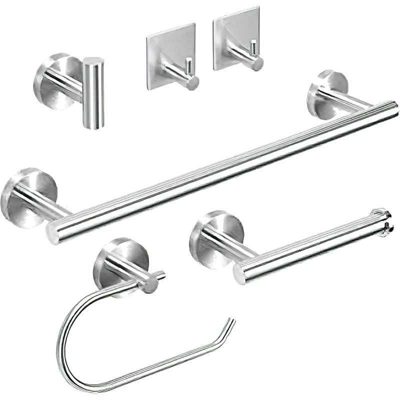 Metal Simple Bathroom Accessory as Individual or as a Set in Silver Clearhalo 'Bathroom Hardware Sets' 'Bathroom Hardware' 'Bathroom Remodel & Bathroom Fixtures' 'bathroom_hardware_sets' 'Home Improvement' 'home_improvement' 'home_improvement_bathroom_hardware_sets' 1200x1200_3af6a769-b4cf-473b-bc17-f85bf04f2b19