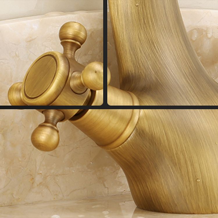 Glam Vessel Faucet 1 Hole Bathroom Faucet with 2 Cross Handles Clearhalo 'bathroom_sink_faucets' 'Conjuntos de Torneiras de Lavatório e Banheiro' 'home_improvement' 'home_improvement_bathroom_sink_faucets' 'Mobiliário Doméstico' 'Página inicial' 'Renovação e equipamento de casa de banho' 'Torneira para lavatório de banheiro' 1200x1200_3b2fc3d8-d326-4367-83f3-3b04fd637d69