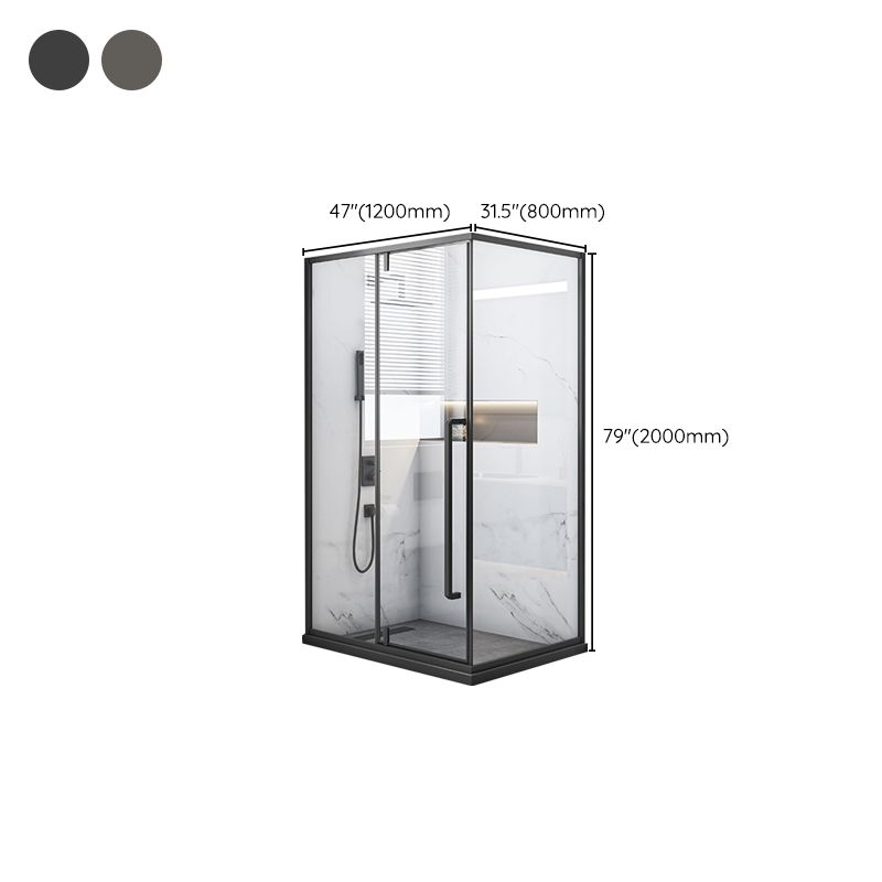 Grey Framed Shower Bath Door Pivot Transparent Tempered Shower Doors Clearhalo 'Bathroom Remodel & Bathroom Fixtures' 'Home Improvement' 'home_improvement' 'home_improvement_shower_tub_doors' 'Shower and Tub Doors' 'shower_tub_doors' 'Showers & Bathtubs' 1200x1200_3b42b15e-9551-4b4f-9708-6ff42f3d6585