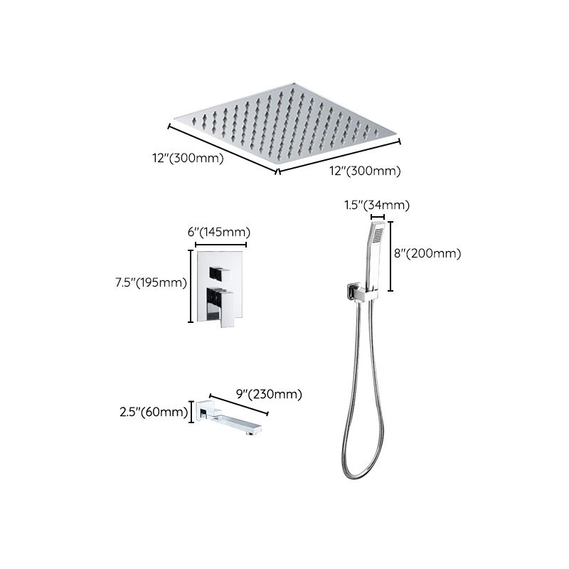 Modern Shower System Brass Adjustable Spray Pattern Ceiling Mounted Shower Combo Clearhalo 'Bathroom Remodel & Bathroom Fixtures' 'Home Improvement' 'home_improvement' 'home_improvement_shower_faucets' 'Shower Faucets & Systems' 'shower_faucets' 'Showers & Bathtubs Plumbing' 'Showers & Bathtubs' 1200x1200_3b5d50bf-001a-40fb-9086-11b2db80abcd