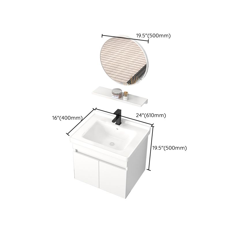 Modern Wall Mount Bathroom Vanity White Ceramic Single-Sink Rectangular Vanity Set Clearhalo 'Bathroom Remodel & Bathroom Fixtures' 'Bathroom Vanities' 'bathroom_vanities' 'Home Improvement' 'home_improvement' 'home_improvement_bathroom_vanities' 1200x1200_3b8f748c-1d03-4b18-a2af-e0465a888227