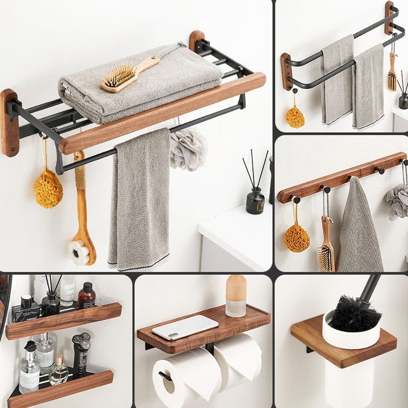 Walnut Brown Bathroom Accessory Set Metal Foldable Bath Hardware Set Clearhalo 'Bathroom Hardware Sets' 'Bathroom Hardware' 'Bathroom Remodel & Bathroom Fixtures' 'bathroom_hardware_sets' 'Home Improvement' 'home_improvement' 'home_improvement_bathroom_hardware_sets' 1200x1200_3b956073-0e7d-471c-8595-a50ede0a8b9e