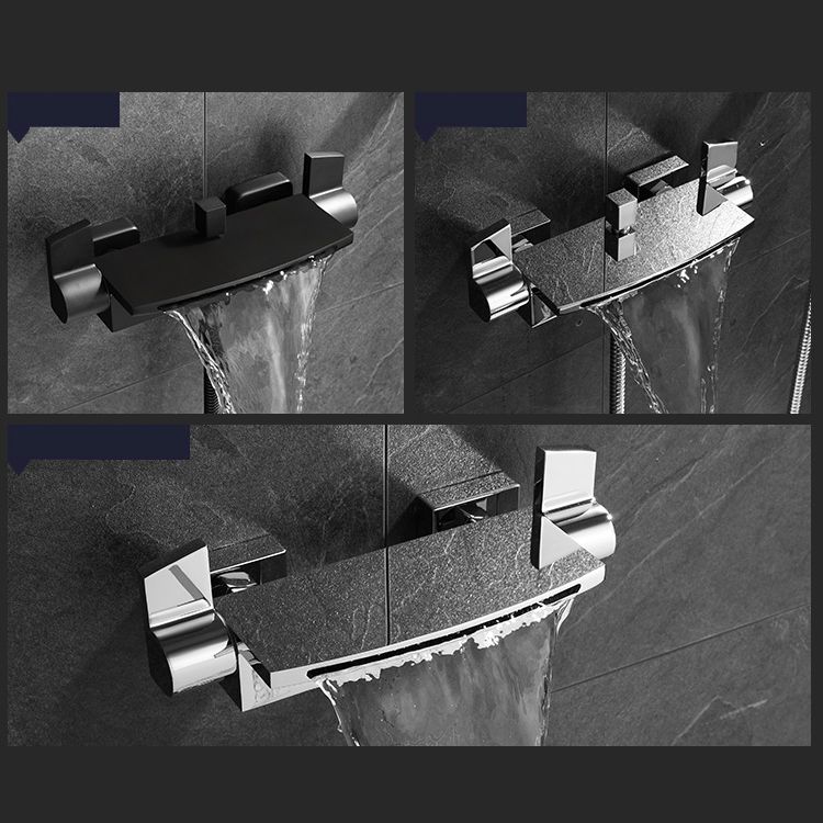 Wall Mounted Metal Tub Filler Low Arc Waterfall Bathroom Tub Faucet Trim Clearhalo 'Bathroom Remodel & Bathroom Fixtures' 'Bathtub Faucets' 'bathtub_faucets' 'Home Improvement' 'home_improvement' 'home_improvement_bathtub_faucets' 1200x1200_3b96abce-70e2-4fa5-83e5-a929ce474627