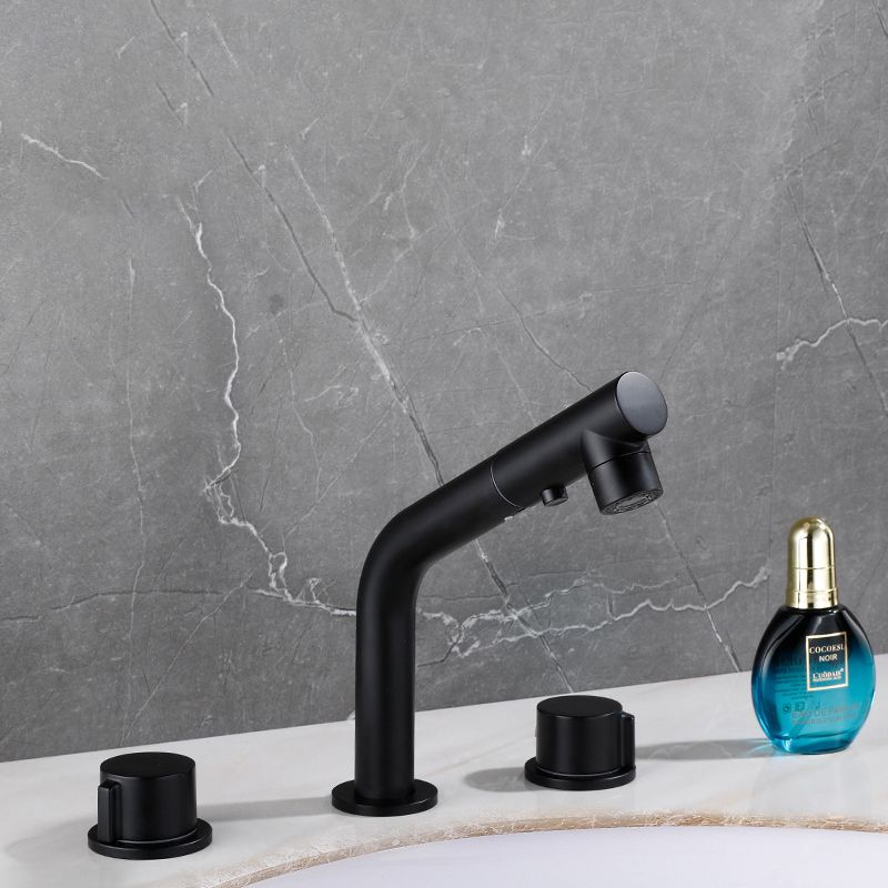 Pull-out Widespread Sink Faucet 2-Handle Vessel Sink Faucet with Angle Valve and Drain Clearhalo 'bathroom_sink_faucets' 'Conjunta de Baño y Conjunta de Grifo' 'Coronamiento de Baño y Dispositivo de Baño' 'Grifo del lavabo del baño' 'Hogar' 'home_improvement' 'home_improvement_bathroom_sink_faucets' 'Mejoras para el hogar' 1200x1200_3be480df-6115-4ae7-9b76-274ec11a36f3