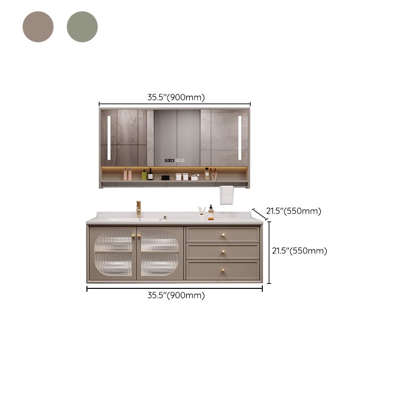 Modern Sink Vanity Solid Color Storage Shelves Wall Mount Bathroom Vanity Set Clearhalo 'Bathroom Remodel & Bathroom Fixtures' 'Bathroom Vanities' 'bathroom_vanities' 'Home Improvement' 'home_improvement' 'home_improvement_bathroom_vanities' 1200x1200_3bf64d5b-1ba7-43e5-9a21-db621280b077