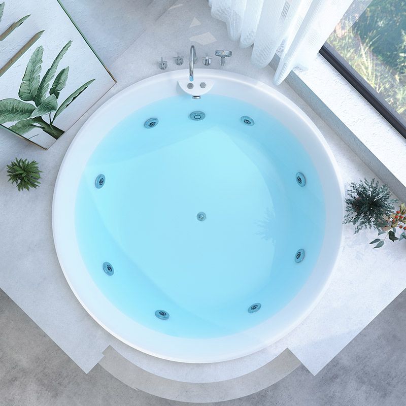 Modern Round Acrylic Embedded Bathtub with Drain Bath Tub and Massage Device Clearhalo 'Bathroom Remodel & Bathroom Fixtures' 'Bathtubs' 'Home Improvement' 'home_improvement' 'home_improvement_bathtubs' 'Showers & Bathtubs' 1200x1200_3bf73f61-b4a5-4fbc-a14b-96d2d4277ae3