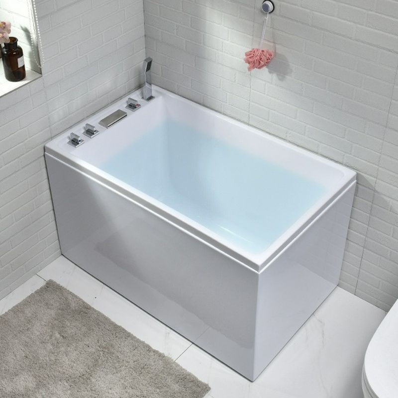 Modern Rectangle Bathtub with Drain White Acrylic Soaking Tub Clearhalo 'Bathroom Remodel & Bathroom Fixtures' 'Bathtubs' 'Home Improvement' 'home_improvement' 'home_improvement_bathtubs' 'Showers & Bathtubs' 1200x1200_3bf85166-3989-45de-afca-b7f5a55f898b