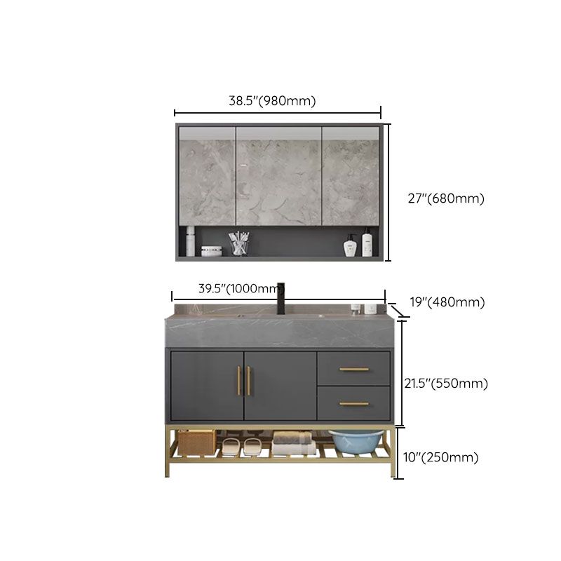 Grey Modern Wood Single-Sink Rectangular Open Console with Sink Set Clearhalo 'Bathroom Remodel & Bathroom Fixtures' 'Bathroom Vanities' 'bathroom_vanities' 'Home Improvement' 'home_improvement' 'home_improvement_bathroom_vanities' 1200x1200_3c28e8a9-d491-4f66-b85b-07a0018e3a2d