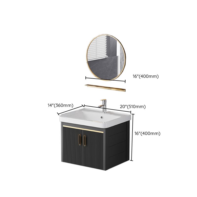 Glam Single-Sink Bathroom Vanity Dark Black Ceramic Rectangular Vanity Set Clearhalo 'Bathroom Remodel & Bathroom Fixtures' 'Bathroom Vanities' 'bathroom_vanities' 'Home Improvement' 'home_improvement' 'home_improvement_bathroom_vanities' 1200x1200_3c3d7f6b-7adb-4b9e-ba03-a8dda3e5cd02