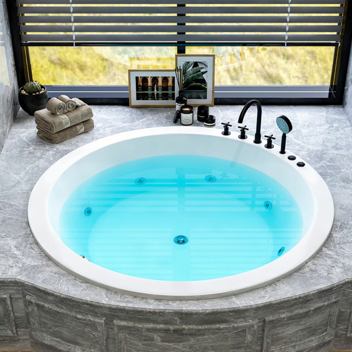 Modern Round Drop-in Bathtub Acrylic-Fiberglass Soaking/Air Bathtub Clearhalo 'Bathroom Remodel & Bathroom Fixtures' 'Bathtubs' 'Home Improvement' 'home_improvement' 'home_improvement_bathtubs' 'Showers & Bathtubs' 1200x1200_3c42d092-d7f4-47e8-9932-bbcf77708b82