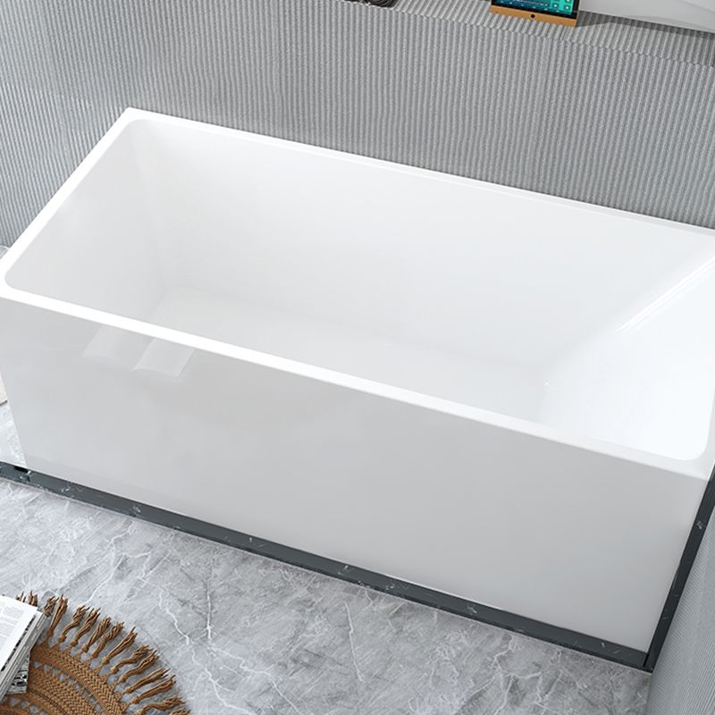 Modern Acrylic White Bathtub Rectangle Back to Wall with Drain Bath Tub Clearhalo 'Bathroom Remodel & Bathroom Fixtures' 'Bathtubs' 'Home Improvement' 'home_improvement' 'home_improvement_bathtubs' 'Showers & Bathtubs' 1200x1200_3c49aabb-32e3-4117-b454-5f054c88d2c1