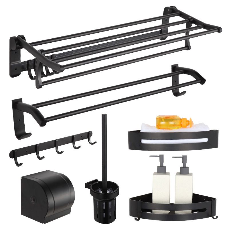 Modern Matte Black Bath Shelf Paper Holder Bathroom Accessory Kit Clearhalo 'Bathroom Hardware Sets' 'Bathroom Hardware' 'Bathroom Remodel & Bathroom Fixtures' 'bathroom_hardware_sets' 'Home Improvement' 'home_improvement' 'home_improvement_bathroom_hardware_sets' 1200x1200_3c529d63-00d2-4bd4-a945-c46bb54a99d1