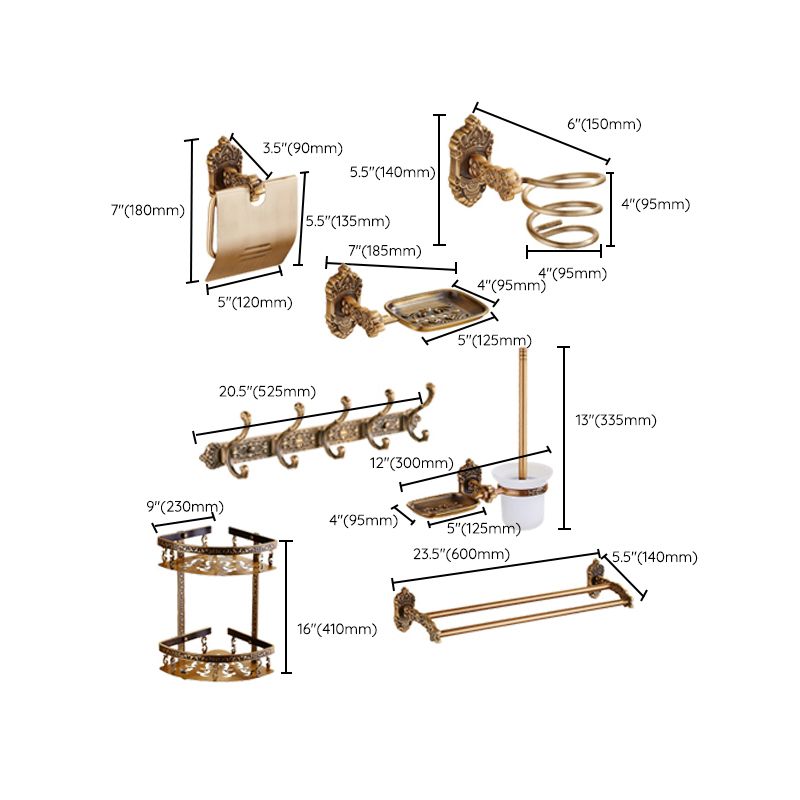 Traditional Bathroom Accessory Set Gold Bathroom Accessory Kit Clearhalo 'Bathroom Hardware Sets' 'Bathroom Hardware' 'Bathroom Remodel & Bathroom Fixtures' 'bathroom_hardware_sets' 'Home Improvement' 'home_improvement' 'home_improvement_bathroom_hardware_sets' 1200x1200_3c8eed49-ee1b-4004-870e-aca55a7583b3