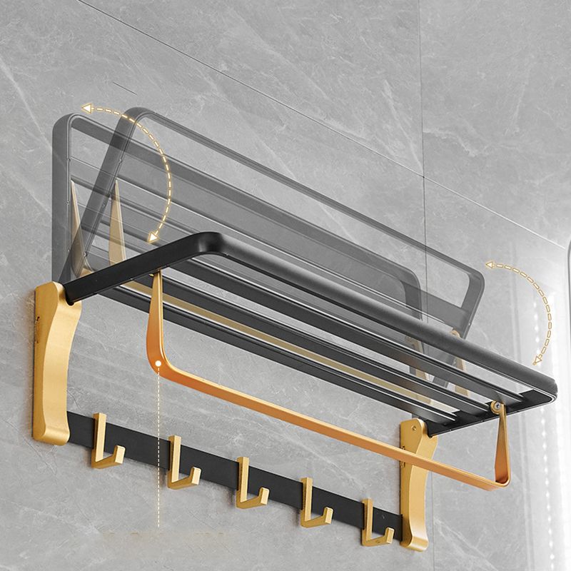 Contemporary Bathroom Accessory Set Black & Golden Bath Shelf/Towel Bar Clearhalo 'Bathroom Hardware Sets' 'Bathroom Hardware' 'Bathroom Remodel & Bathroom Fixtures' 'bathroom_hardware_sets' 'Home Improvement' 'home_improvement' 'home_improvement_bathroom_hardware_sets' 1200x1200_3cc55525-c486-418f-b363-31118806fbc1