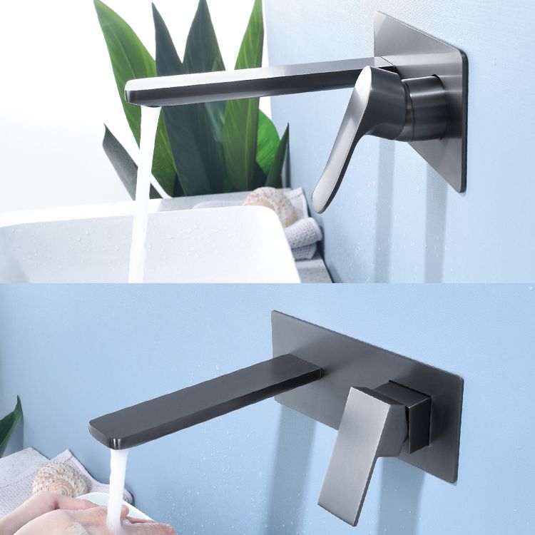 Modern Bathroom Faucet Solid Color Single Handle Wall Mounted Bathroom Faucet Clearhalo 'Bathroom Remodel & Bathroom Fixtures' 'Bathroom Sink Faucets' 'Bathroom Sinks & Faucet Components' 'bathroom_sink_faucets' 'Home Improvement' 'home_improvement' 'home_improvement_bathroom_sink_faucets' 1200x1200_3cc8b0fc-e1e2-440c-8395-f09af4f93b59