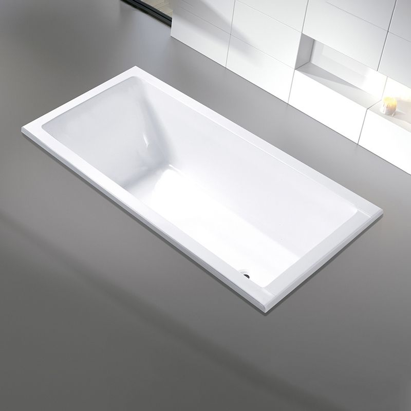 Modern Rectangular Drop-in Bath Tub White Acrylic Tub with Internal Drain Clearhalo 'Bathroom Remodel & Bathroom Fixtures' 'Bathtubs' 'Home Improvement' 'home_improvement' 'home_improvement_bathtubs' 'Showers & Bathtubs' 1200x1200_3cd7472a-96a2-486d-bc8a-a4bb5d061385