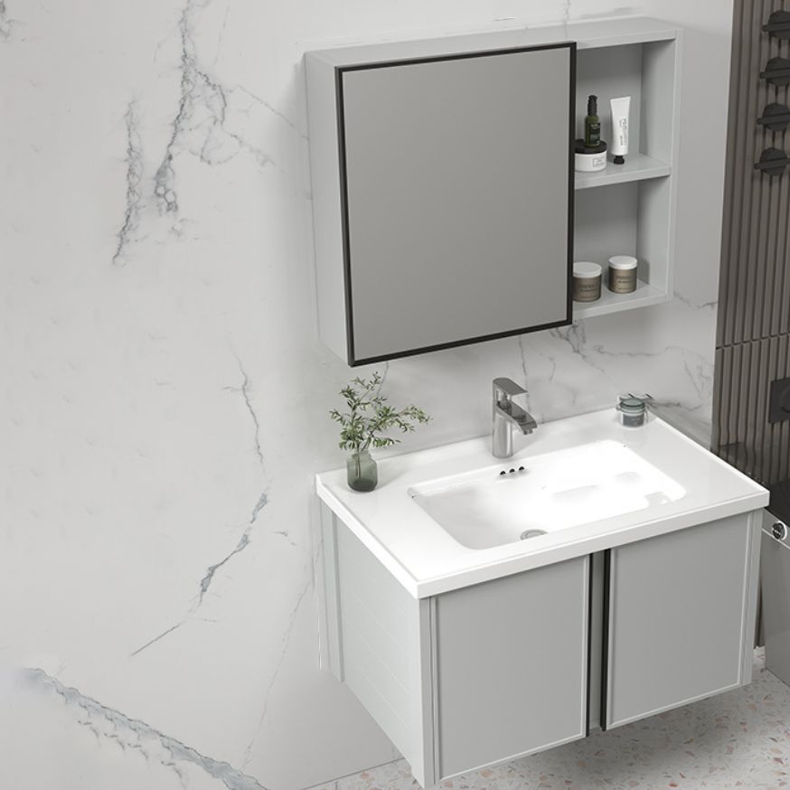 Modern Gray Bath Vanity Metal Frame Single Rectangular Wall Mount Sink Vanity Clearhalo 'Bathroom Remodel & Bathroom Fixtures' 'Bathroom Vanities' 'bathroom_vanities' 'Home Improvement' 'home_improvement' 'home_improvement_bathroom_vanities' 1200x1200_3ceb7979-b818-4bd0-b5dc-0ac5efcae575