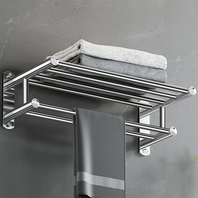 Polished Chrome Modern Bathroom Accessory Set in Stainless with Bath Shelf/Towel Bar Clearhalo 'Bathroom Hardware Sets' 'Bathroom Hardware' 'Bathroom Remodel & Bathroom Fixtures' 'bathroom_hardware_sets' 'Home Improvement' 'home_improvement' 'home_improvement_bathroom_hardware_sets' 1200x1200_3cf7c226-e2c0-446b-9aaf-a05f5fae648c