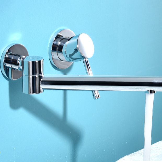 Wall Mounted Metal Tub Filler Low Arc Bathtub Spout Tub Faucet Trim Clearhalo 'Bathroom Remodel & Bathroom Fixtures' 'Bathroom Sink Faucets' 'Bathroom Sinks & Faucet Components' 'bathroom_sink_faucets' 'Home Improvement' 'home_improvement' 'home_improvement_bathroom_sink_faucets' 1200x1200_3d07dcbf-5e52-43a1-aa54-187a91a07d7e