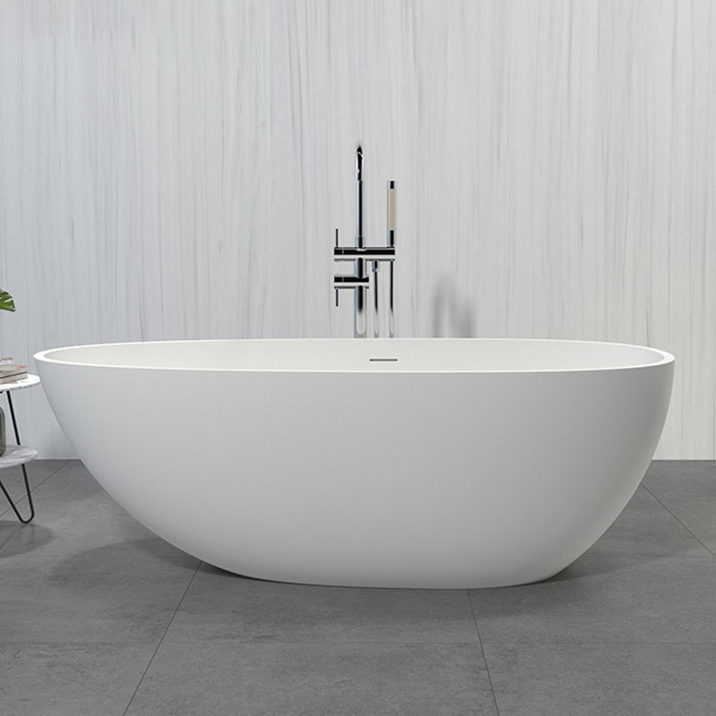 Soaking Freestanding Tub with Drain Modern White Stone Oval Bathtub Clearhalo 'Bathroom Remodel & Bathroom Fixtures' 'Bathtubs' 'Home Improvement' 'home_improvement' 'home_improvement_bathtubs' 'Showers & Bathtubs' 1200x1200_3d38b3d7-41ad-4595-835f-8955d4c6d714