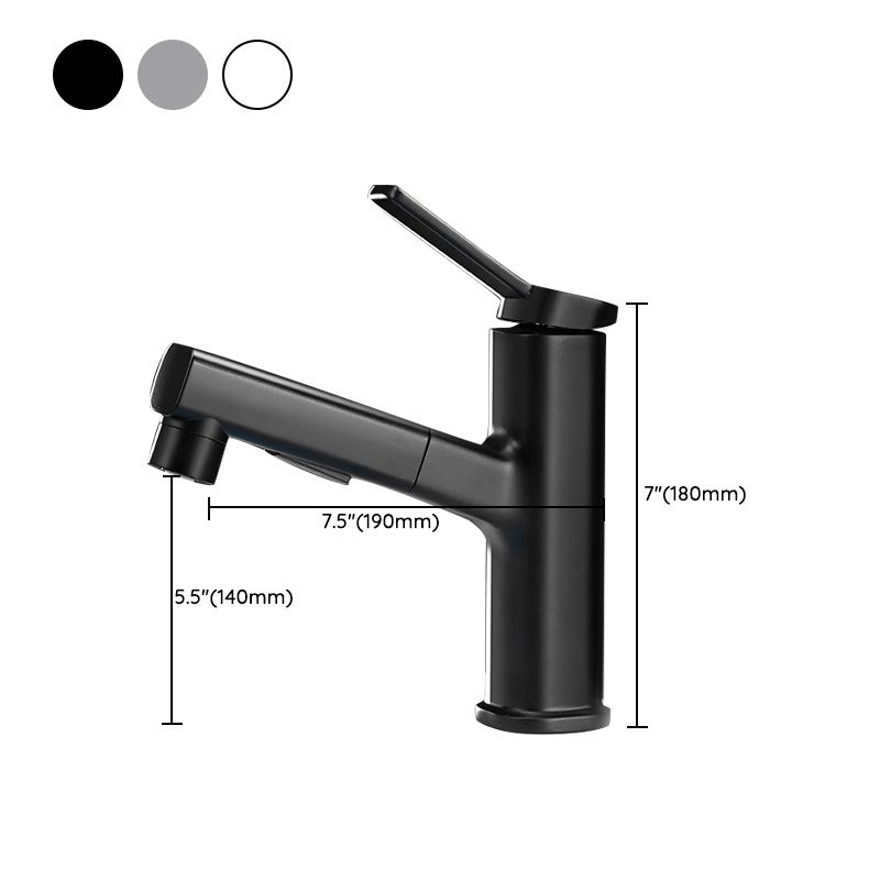 Modern Vessel Sink Faucet Lever Handle Pull-out Bathroom Faucet Clearhalo 'bathroom_sink_faucets' 'Conjuntos de Torneiras de Lavatório e Banheiro' 'home_improvement' 'home_improvement_bathroom_sink_faucets' 'Mobiliário Doméstico' 'Página inicial' 'Renovação e equipamento de casa de banho' 'Torneira para lavatório de banheiro' 1200x1200_3d7e5ba8-b73b-405c-ab4e-77c013d960da