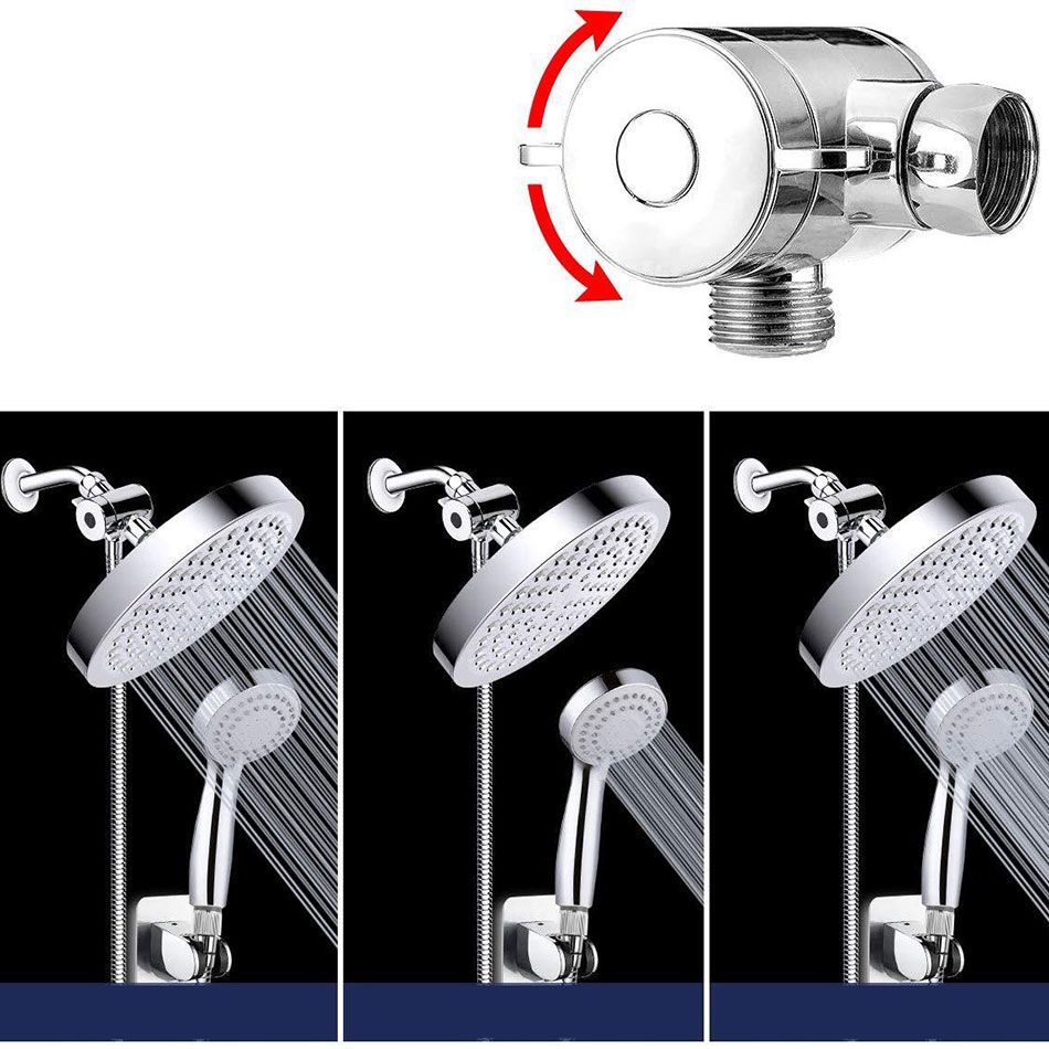 Modern Standard Double Shower Set Round Metal Adjustable Spray Pattern Showerhead Clearhalo 'Bathroom Remodel & Bathroom Fixtures' 'Home Improvement' 'home_improvement' 'home_improvement_shower_heads' 'Shower Heads' 'shower_heads' 'Showers & Bathtubs Plumbing' 'Showers & Bathtubs' 1200x1200_3d8af140-e79c-48f6-b143-75c2e3a2e179