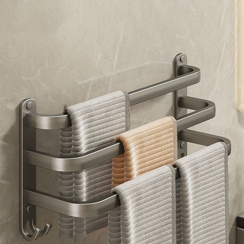 2-Piece Modern Bath Hardware Set in Aluminum Matte Gray Towel Bar Clearhalo 'Bathroom Hardware Sets' 'Bathroom Hardware' 'Bathroom Remodel & Bathroom Fixtures' 'bathroom_hardware_sets' 'Home Improvement' 'home_improvement' 'home_improvement_bathroom_hardware_sets' 1200x1200_3da9fdd1-5db7-4c74-a57e-22457c825658