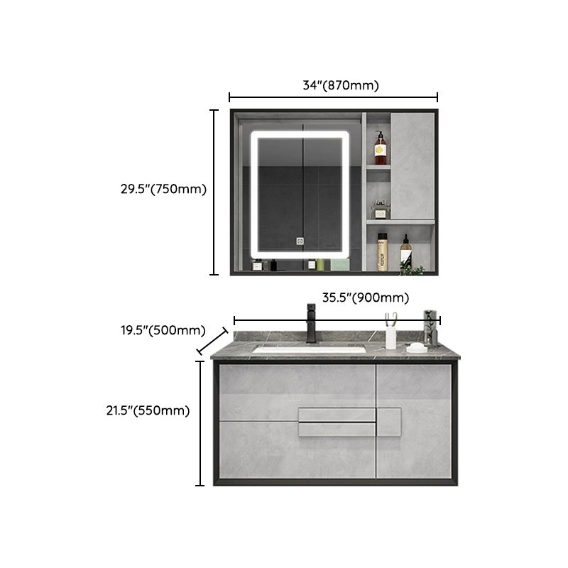 Modern Wall Mount Stone Bathroom Vanity Set with Doors Mirror Clearhalo 'Bathroom Remodel & Bathroom Fixtures' 'Bathroom Vanities' 'bathroom_vanities' 'Home Improvement' 'home_improvement' 'home_improvement_bathroom_vanities' 1200x1200_3deefd0a-70f8-4159-8db4-f4d182dd47b2