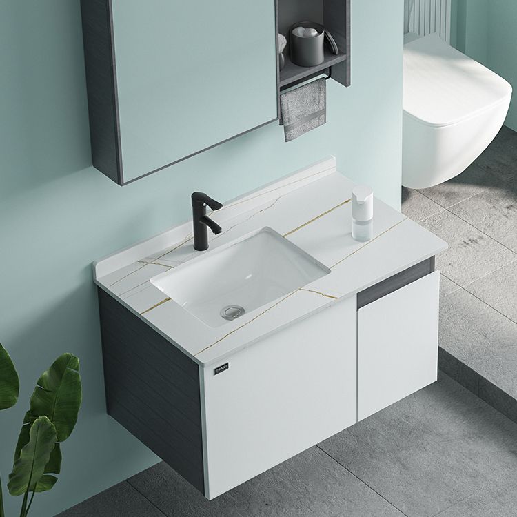 Single Sink Rectangular Bathroom Vanity Modern White Metal Frame Vanity Set Clearhalo 'Bathroom Remodel & Bathroom Fixtures' 'Bathroom Vanities' 'bathroom_vanities' 'Home Improvement' 'home_improvement' 'home_improvement_bathroom_vanities' 1200x1200_3dfa82da-e727-4f39-94c3-e58b2e8c189f