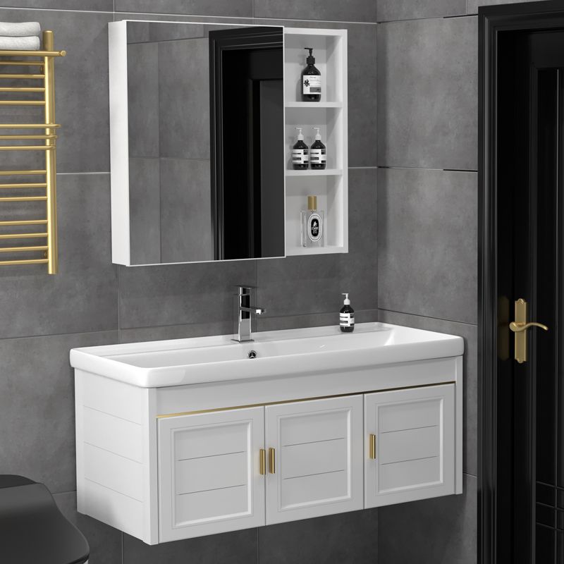 Rectangular Glam Bathroom Vanity Ceramic Top Single-Sink Wall Mount Vanity Set Clearhalo 'Bathroom Remodel & Bathroom Fixtures' 'Bathroom Vanities' 'bathroom_vanities' 'Home Improvement' 'home_improvement' 'home_improvement_bathroom_vanities' 1200x1200_3dfd63e9-2be9-4bba-b5ec-1852c2d16d17