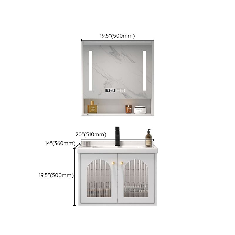 Glam Vanity White Single Sink Wall Mount Wood Frame Rectangular Mirror Bath Vanity Clearhalo 'Bathroom Remodel & Bathroom Fixtures' 'Bathroom Vanities' 'bathroom_vanities' 'Home Improvement' 'home_improvement' 'home_improvement_bathroom_vanities' 1200x1200_3e220e3a-b9ba-4874-93a7-660287a500a1