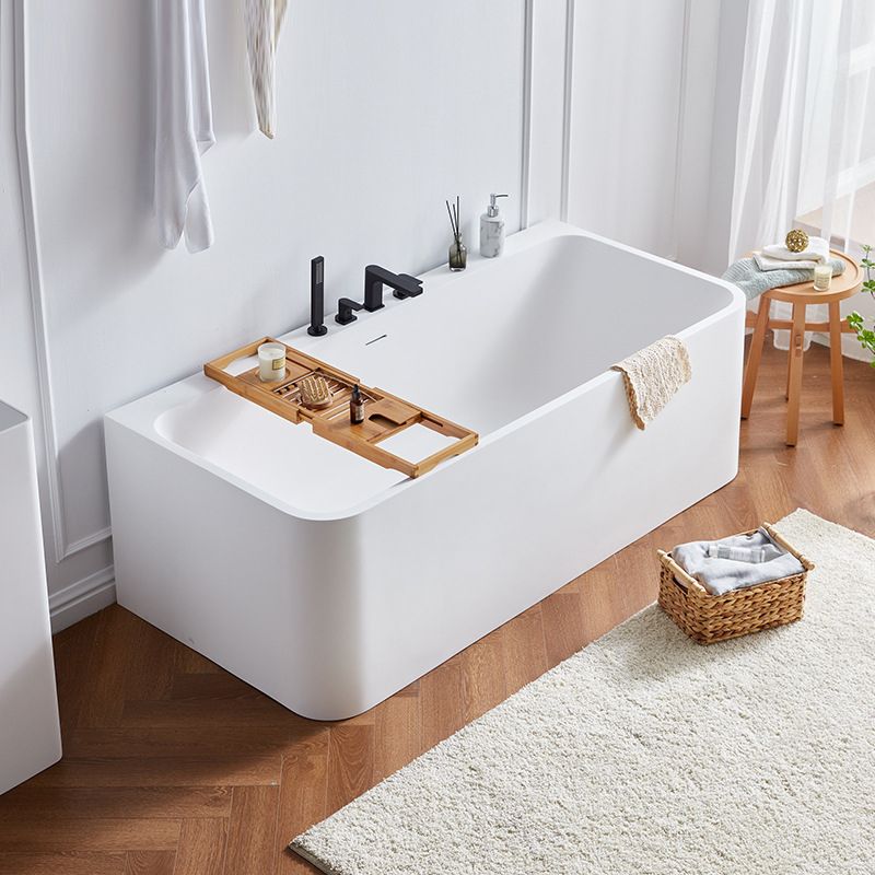 Stone Soaking Bathtub Antique Finish Rectangular Back to Wall Bathtub (Board not Included) Clearhalo 'Bathroom Remodel & Bathroom Fixtures' 'Bathtubs' 'Home Improvement' 'home_improvement' 'home_improvement_bathtubs' 'Showers & Bathtubs' 1200x1200_3e454213-8778-43c7-9816-2abf04f86685