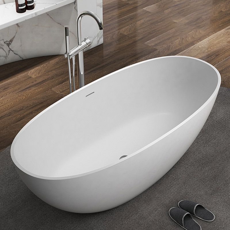 Modern Stone Oval Bath Tub Soaking Stand Alone Tub with Drain Clearhalo 'Bathroom Remodel & Bathroom Fixtures' 'Bathtubs' 'Home Improvement' 'home_improvement' 'home_improvement_bathtubs' 'Showers & Bathtubs' 1200x1200_3e7b12e3-17f8-474c-8a30-40e90b85218a